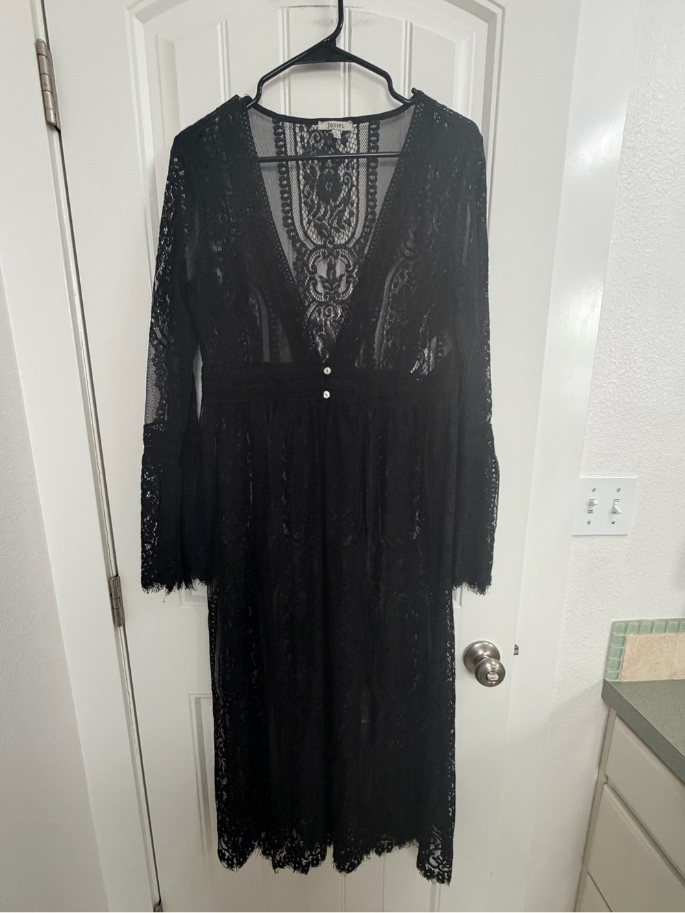 Long Lace Duster Cardigan Size Small - Picture 2 of 2